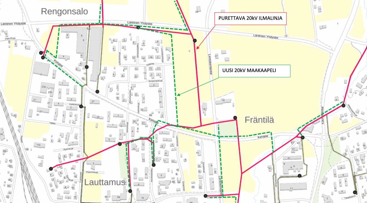 Sähköverkon kehittämissuunnitelman karttakuva 1